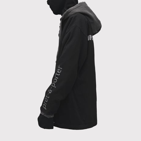 Bootleg Layered Hoodie(SHINE) AGED BLACK