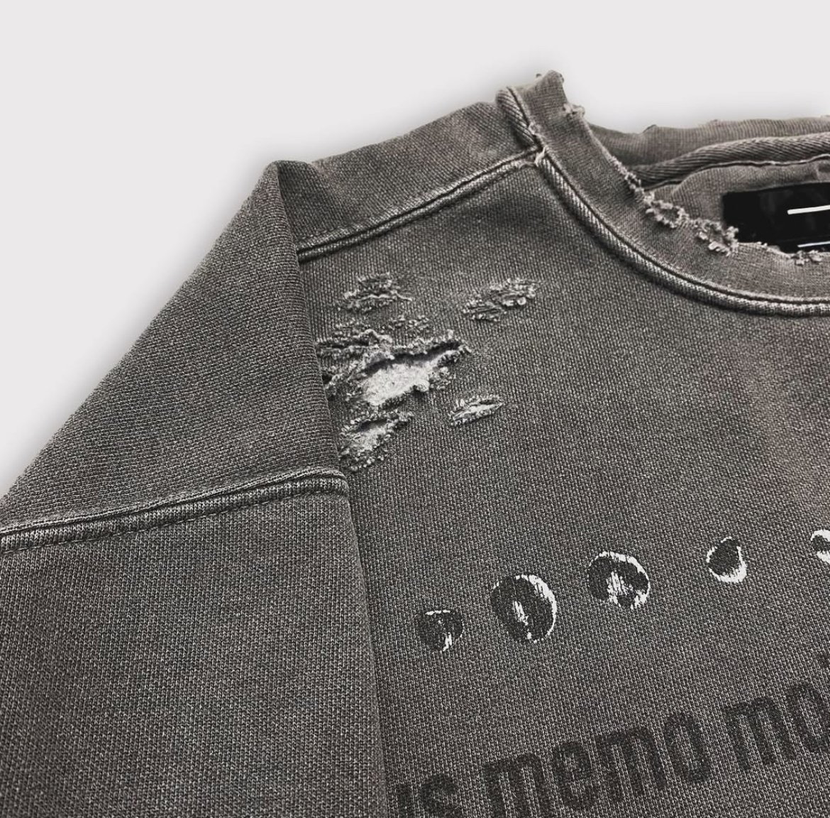 トップス minus BOOTLEG CREW SWEAT DAGED BLACK minus BOOTLEG CREW SWEAT DAGED BLACK