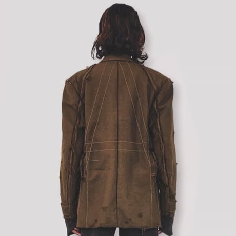 Slash Seam Hunting Tailored Jacket With DAMAGED(70'S VINTAGE FRENCH ARMY) OLIVE