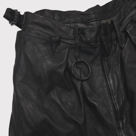 Rustic Edged HBT Short(VEGETABLE TANNING PIG LEATHER) BLACK