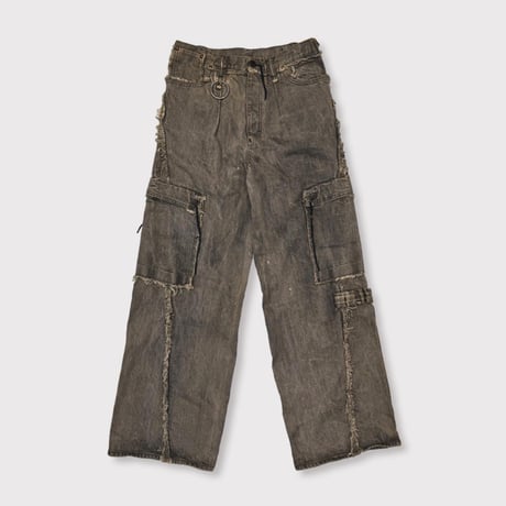Slash Seam Twist Cargo Jeans(DUST GREY)