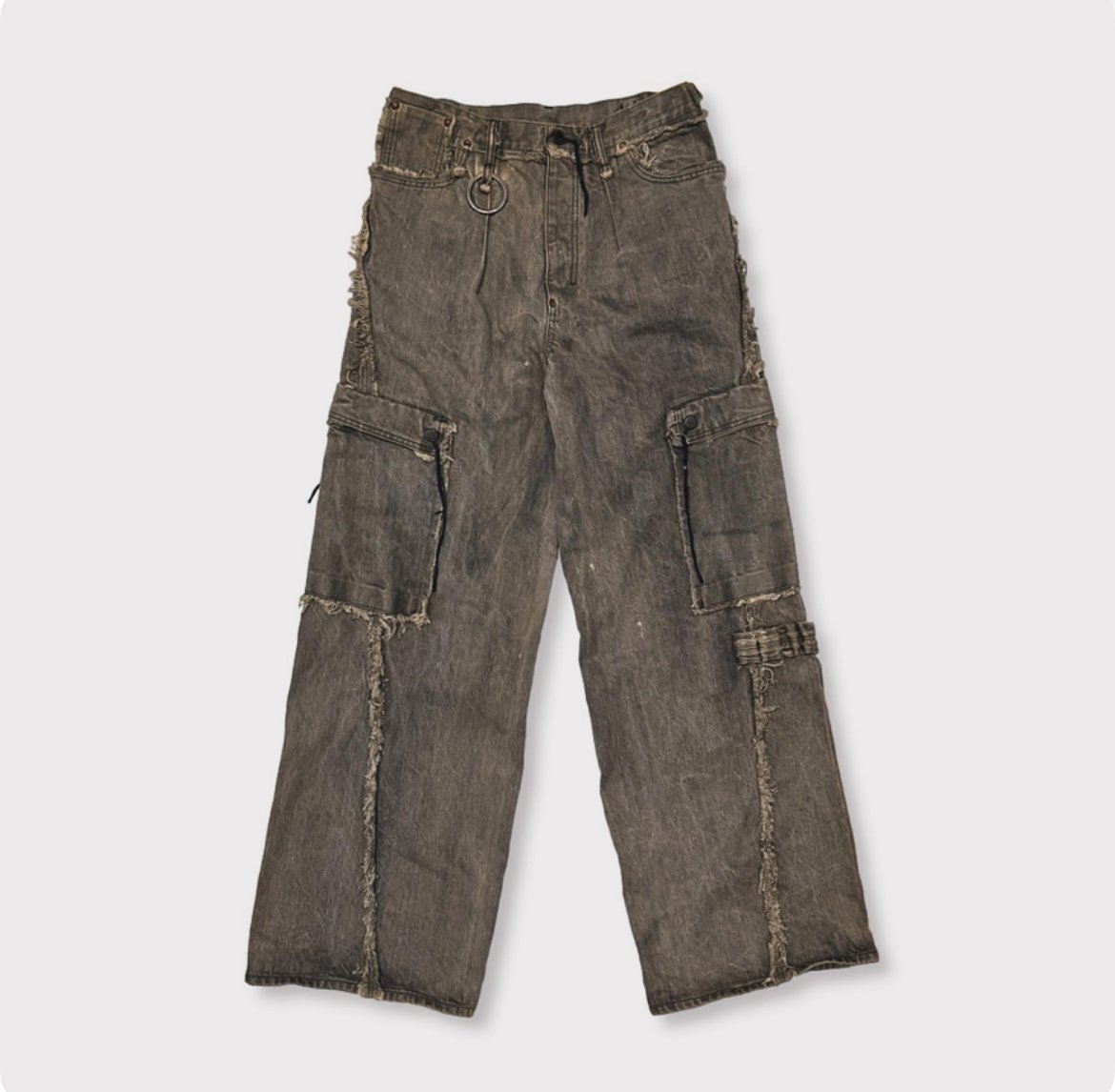 Slash Seam Twist Cargo Jeans(DUST GREY) | MINUS