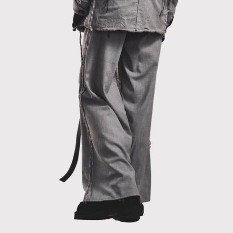 Slash Seam Twist Wide Trousers(VIRGIN WOOL)CHECK