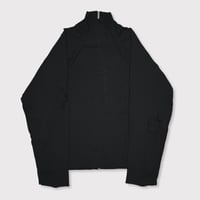High-Neck Cotton Logo Knit With Damaged(HIGH GAUGE RIB KNIT)BLACK