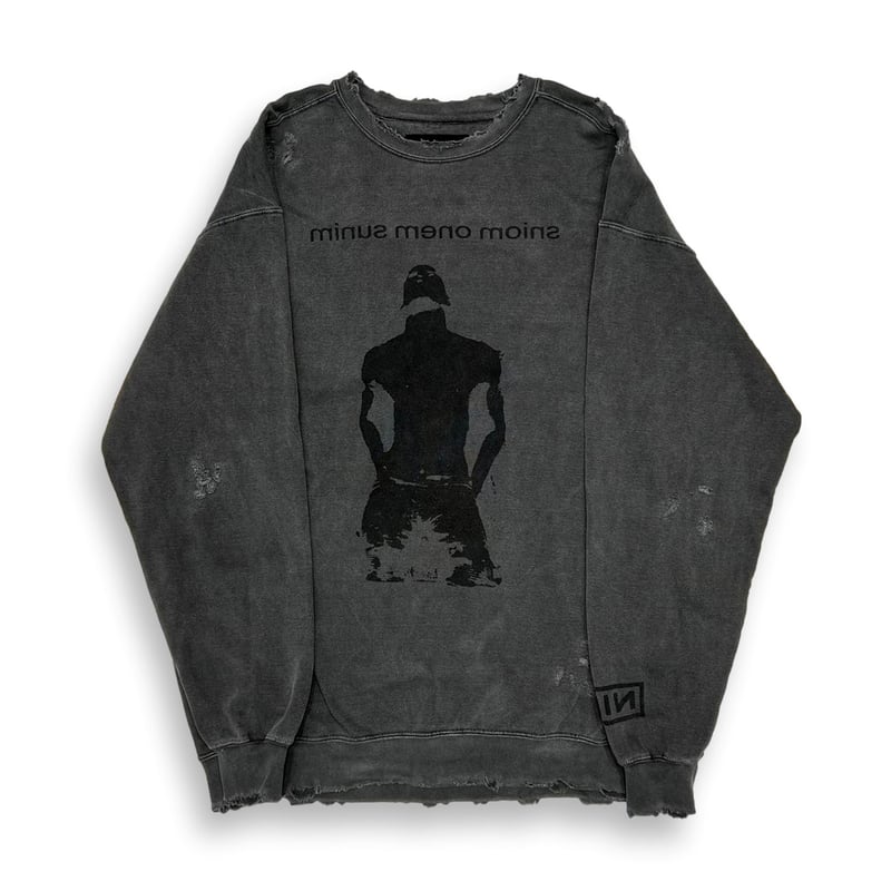 トップス minus BOOTLEG CREW SWEAT DAGED BLACK minus BOOTLEG CREW SWEAT DAGED BLACK