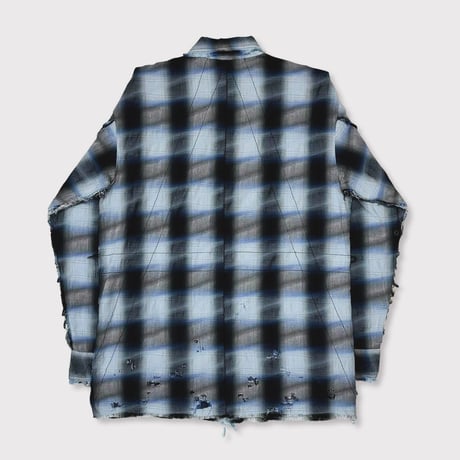 Slash Seam Ombre Check Shirt(DRUNK)BLUE