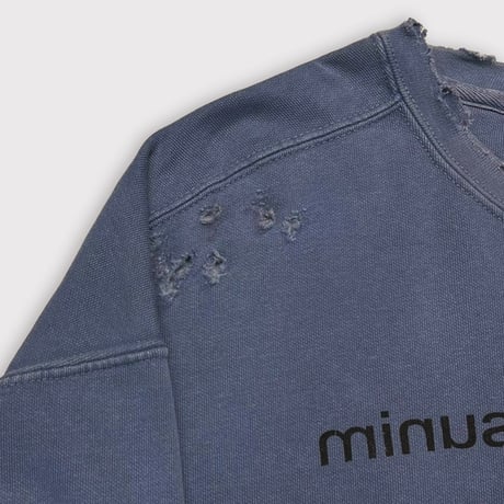 BOOTLEG CREW SWEAT(A MAN'S SHADOW)STAIN with DAMAGED