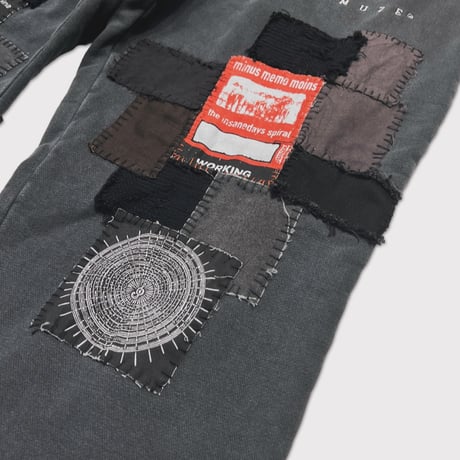 x MUZE BOOTLEG Patch Worked Sweat Pants AGED BLACK