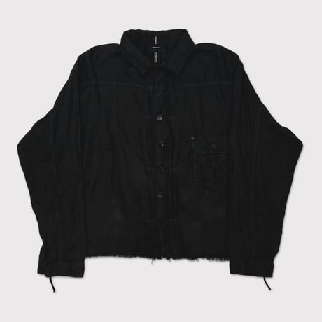 Pleated Blouse With Garment Dyed (ITALIAN AIRFORCE TABLE CLOTH) BLACK