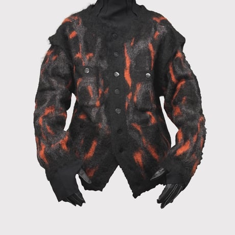 Tribal Camouflage Mohair Cardigan(KID MOHAIR)