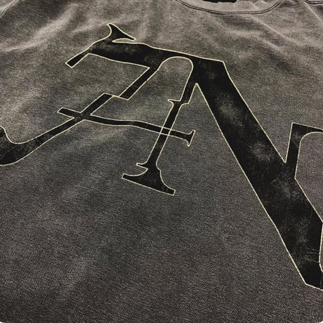 BOOTLEG CREW SWEAT(7SINS)AGED BLACK  with DAMAGED