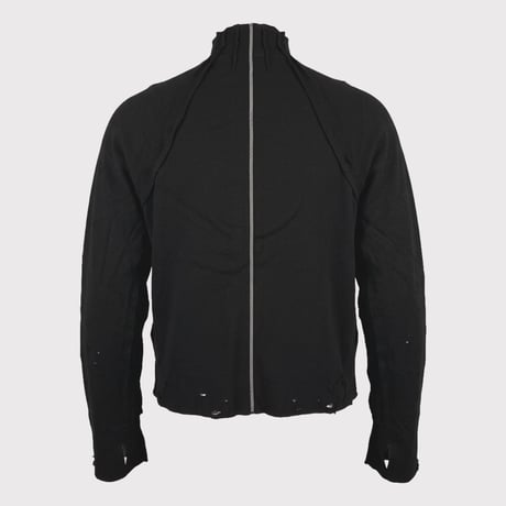 High-Neck Cotton Logo Knit With Damaged(HIGH GAUGE RIB KNIT)BLACK