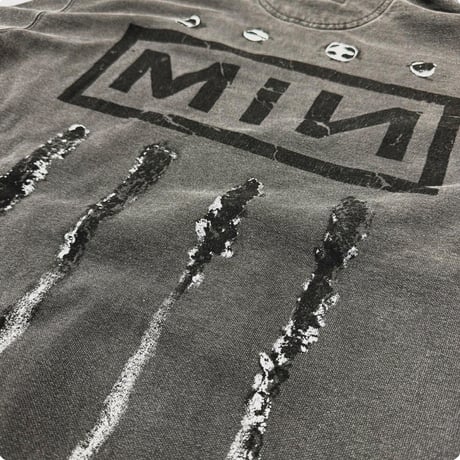 BOOTLEG HOODIE(BLACK SHINE)AGED BLACK with DAMAGED