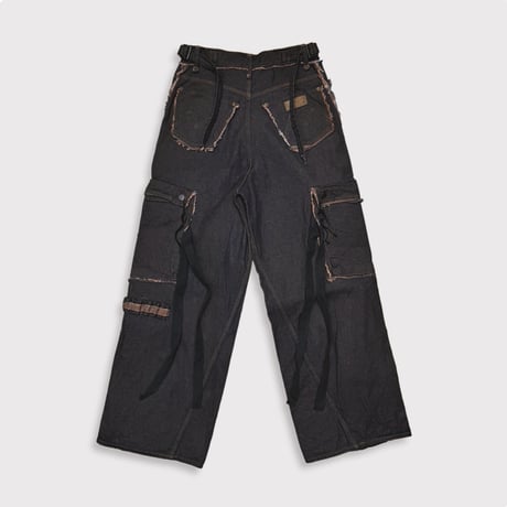 Slash Seam Twist Cargo Jeans(PERSIMMON TANGY DYED)