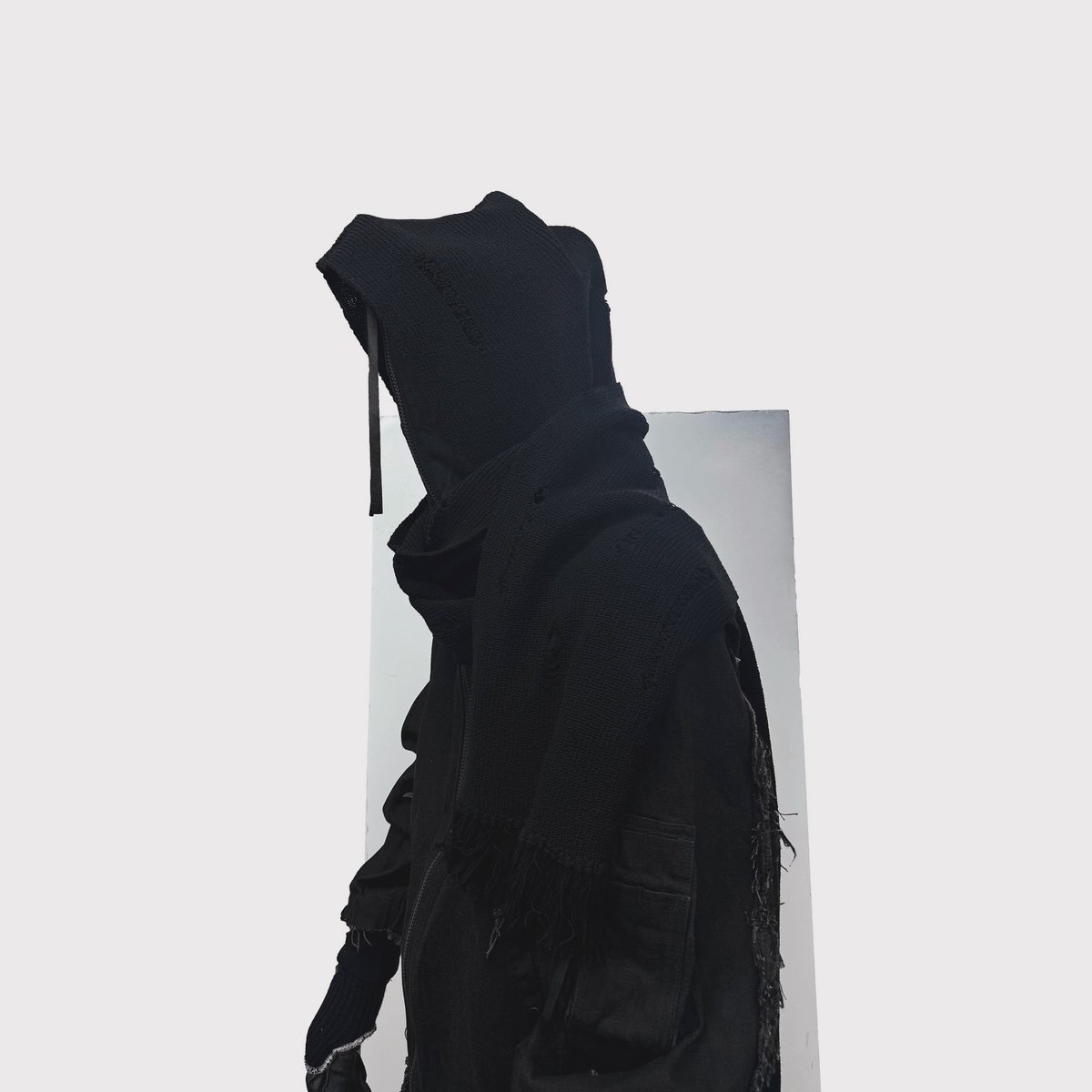 Hooded Long Muffler With Damaged(CLASSIC WOOL)B