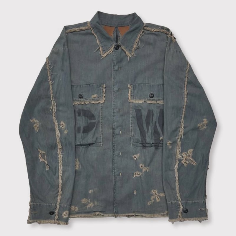 PW Slash Seam HBT Work Shirt With Damaged (FROM
