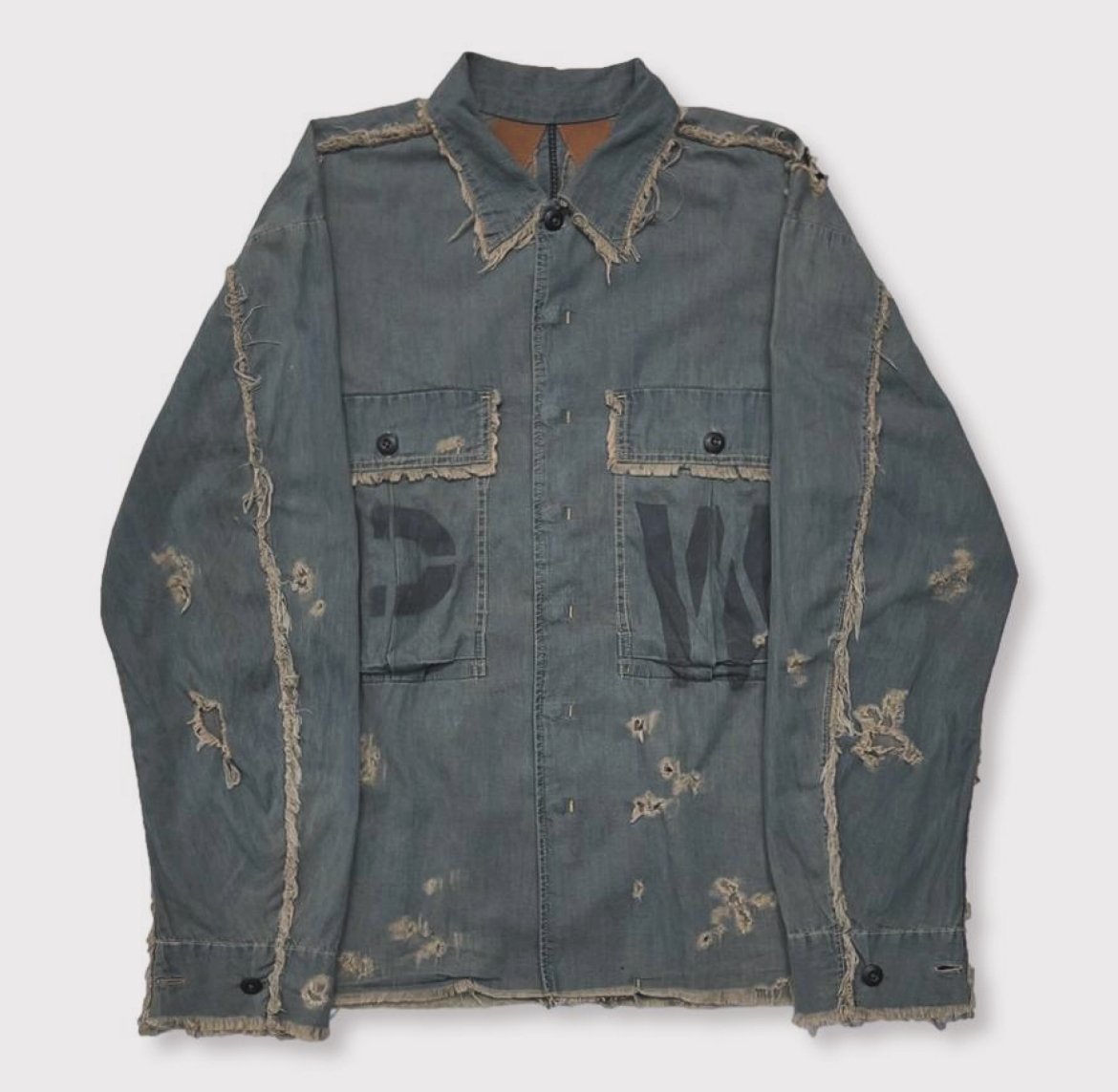 PW Slash Seam HBT Work Shirt With Damaged (FROM