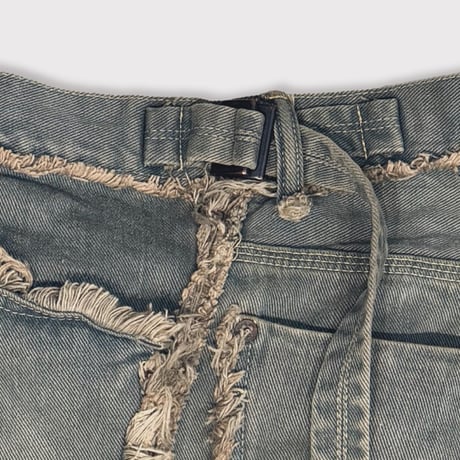 Slash Seam Twist Cargo Jeans(DUST SAX)