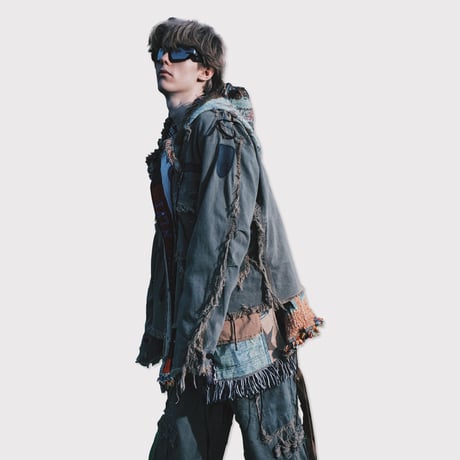 Slash Seam Cut Off M-65 DUST(CLASSIC DENIM) DUST SAX