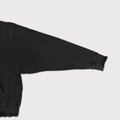 x MUZE Bootleg Wide Sweat Hoodie With Damaged(SHINE)STONE BIOBLEACH BLACK