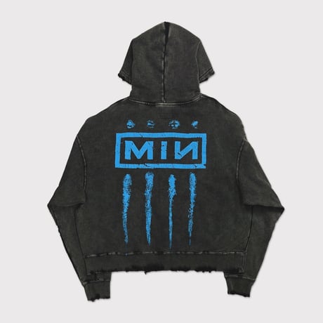 x MUZE Bootleg Wide Sweat Hoodie With Damaged(SHINE)STONE BIOBLEACH BLACK