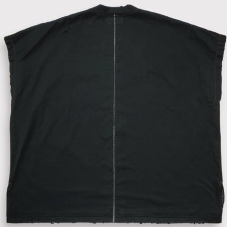 Damaged Tunic With Pocket(OVER DYED) BLACK