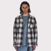 Slash Seam Ombre Check Shirt(DRUNK)BLACK