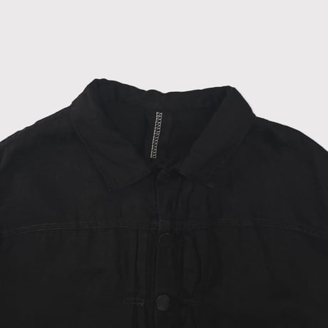 Pleated Blouse With Garment Dyed (ITALIAN AIRFORCE TABLE CLOTH) BLACK
