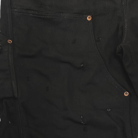 Cut Off Carpenter Short With Damaged(INLAY DENIM) BLACK