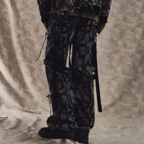 Tribal Camouflage Slash Seam HBT Cargo 20Years BK(AGED TWILL)