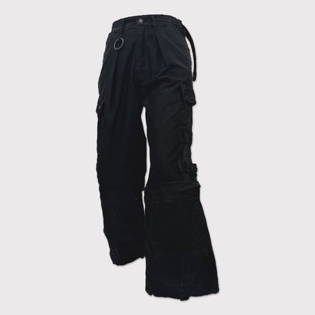 Slash Seam Twist Cargo Pants(PIGMENT DYED MOLESKIN) BLACK