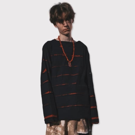 Slit Border Boat Neck(DOUBLE STRUCTURED) NAVY