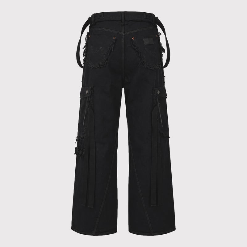 パンツ Slash Seam Twist Wide Trousers Slash Seam Twist Cargo Jeans(AFTER BLACK) | MIN