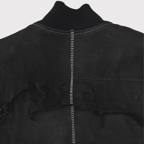 Rustic Edged Classic Vest(VEGETABLE TANNING PIG LEATHER) BLACK
