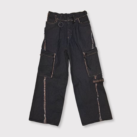 Slash Seam Twist Cargo Jeans(PERSIMMON TANGY DYED)