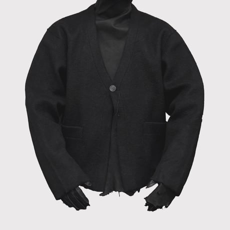 Cut Off 1B Cardigan(NEEDLE SHAGGY MOHAIR)BLACK