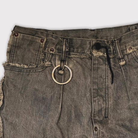 Slash Seam Twist Cargo Jeans(DUST GREY)