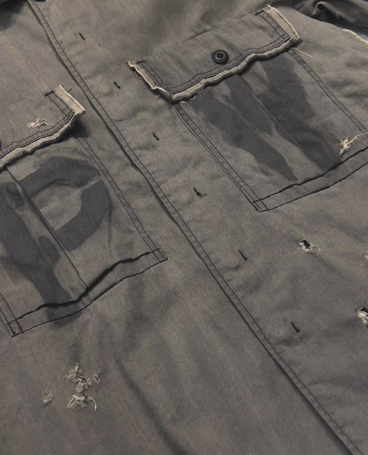 PW Slash Seam HBT Work Shirt With Damaged (FROM