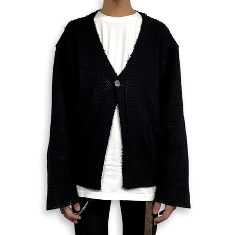 TIMELESS  CUT OFF 1B CARDIGAN NOIR(FENCE KNIT)