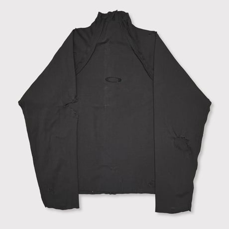 High-Neck Cotton Logo Knit With Damaged(HIGH GAUGE RIB KNIT)CHARCOAL