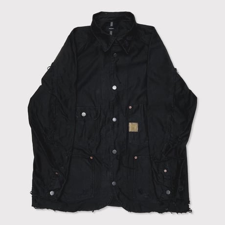 Chore Jacket With Damaged(PIGMENT DYED MOLESKIN) BLACK