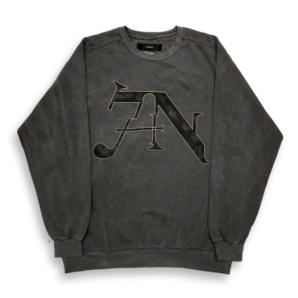 90's ナンバリング ペイント grunge“後染”boro sweat BOOTLEG CREW SWEAT(BLACK SHINE)AGED BLACK | MIN