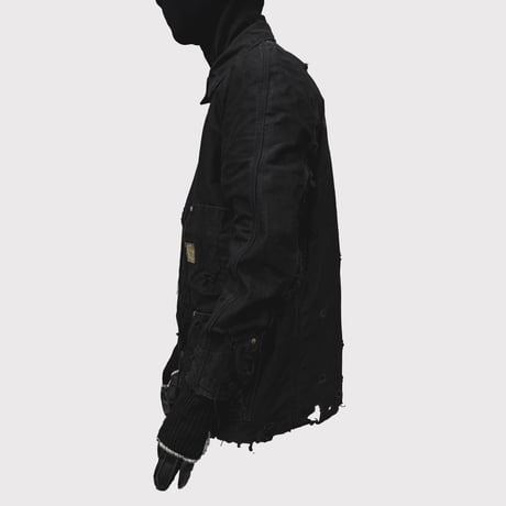 Chore Jacket With Damaged(PIGMENT DYED MOLESKIN) BLACK
