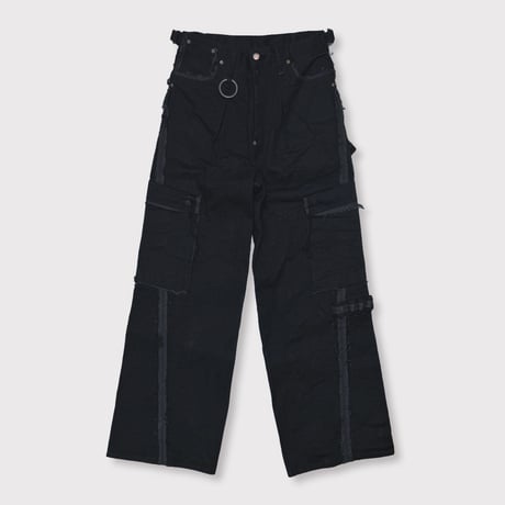 Slash Seam Twist Cargo Jeans(NOIR)