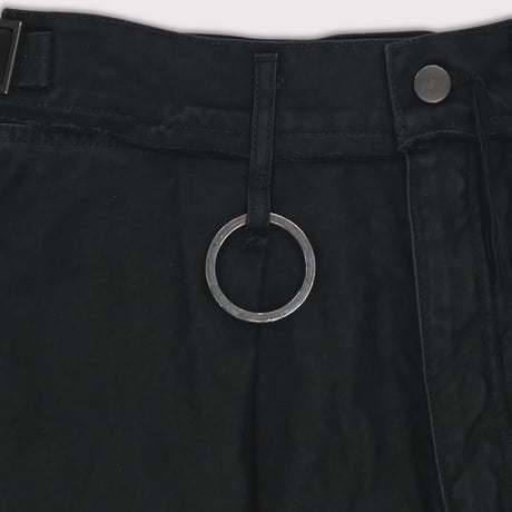 Slash Seam Twist Cargo Pants(PIGMENT DYED MOLESKIN) BLACK