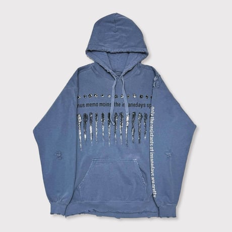 BOOTLEG HOODIE(BLACK SHINE)STAIN with DAMAGED