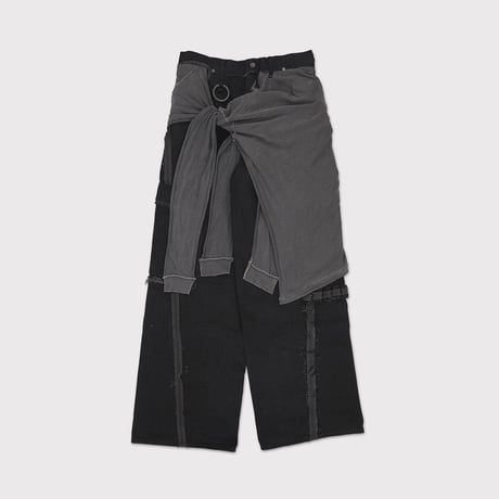 Slash Seam Twist Cargo Jeans With Wrapped(NOIR)