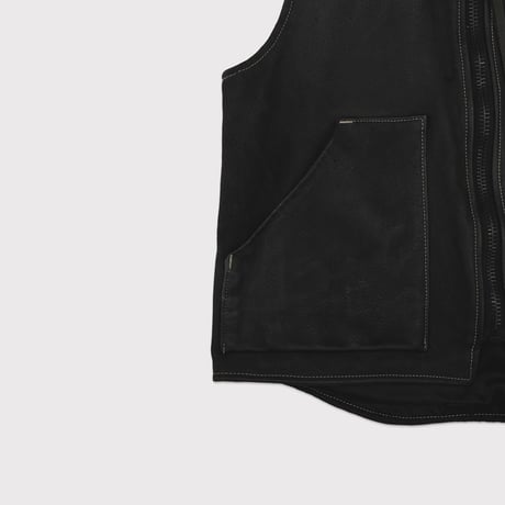 Rustic Edged Classic Vest(VEGETABLE TANNING PIG LEATHER) BLACK