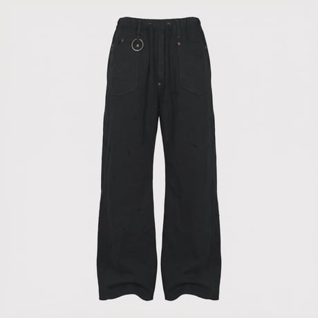 Home Wide Jeans With Damaged(INLAY DENIM) BLACK