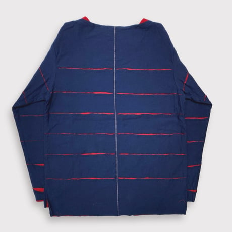 Slit Border Boat Neck(DOUBLE STRUCTURED) NAVY